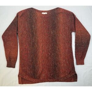 Cozy Speckled Knit Sweater L Rust Orange Cottagecore Fall